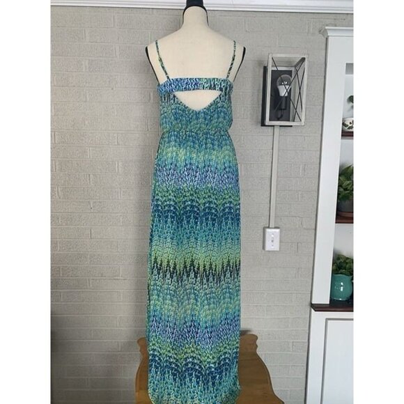 Laundry by Shelli Segal NWT $168 Diva Blue Strappy Dress Size 4 Hi-Lo Wrap Flowy - Picture 3 of 12
